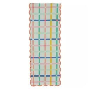 Spring Shop Multicolored 14X72 Scallop Edge Easter Plaid Table Runner